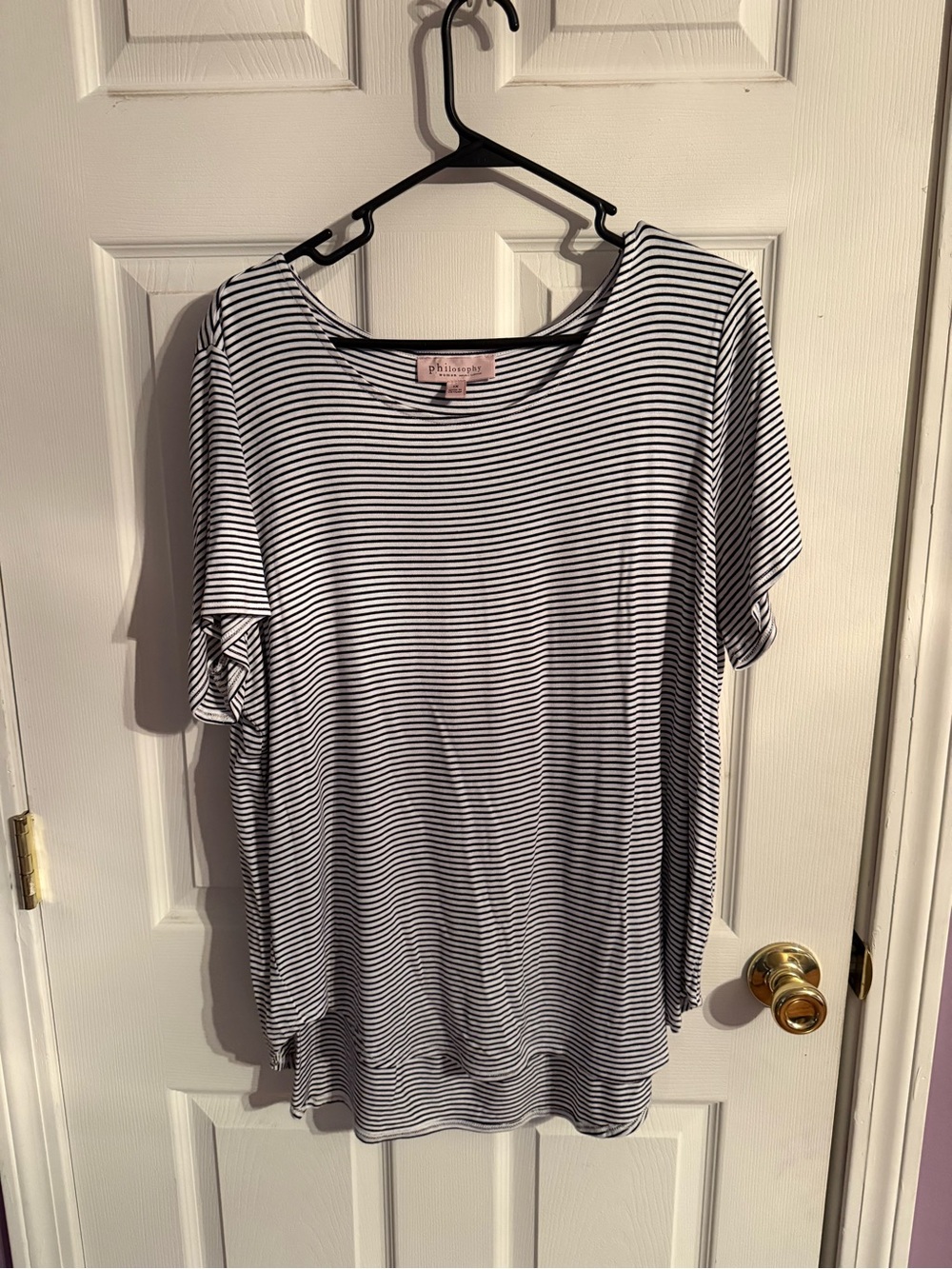 Philosophy Black & White Stripe Short Sleeve Tee